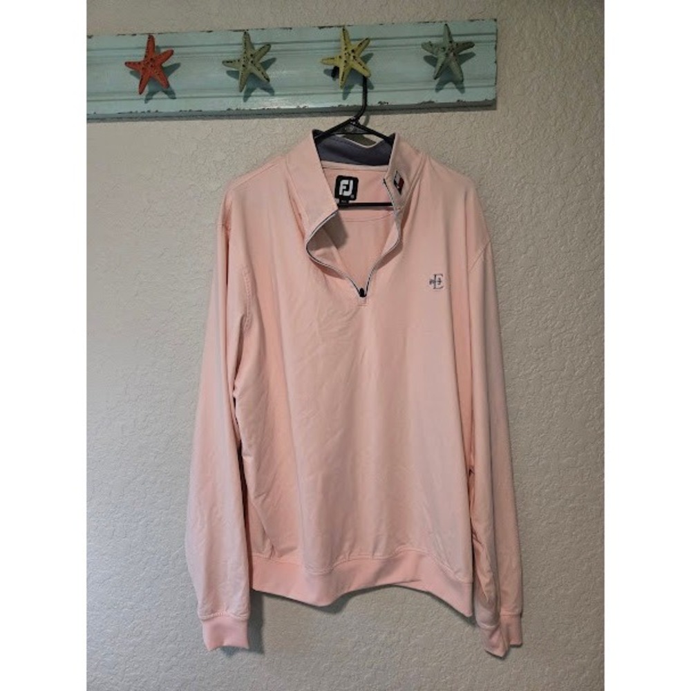 Footjoy Light Pink Quarter Zip- Logos on Front.